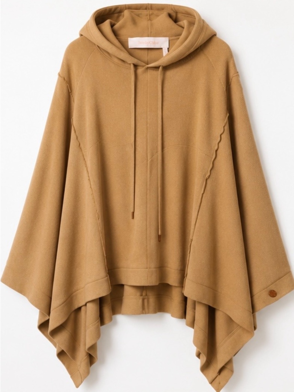 See By Chloé Hooded Poncho Sweater - Camel Brown